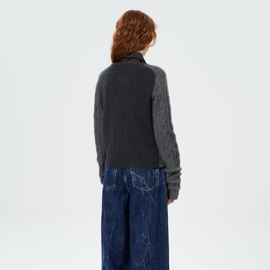 GANNI Cashmere Mix Tie String Cardigan – Ash