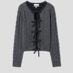 GANNI Cashmere Mix Tie String Cardigan – Ash