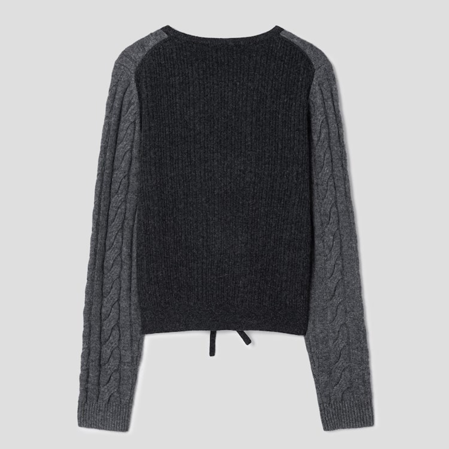 GANNI Cashmere Mix Tie String Cardigan – Ash