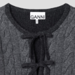 GANNI Cashmere Mix Tie String Cardigan – Ash