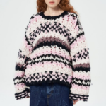 GANNI Wool Roving Handknit Crewneck – Light Pink