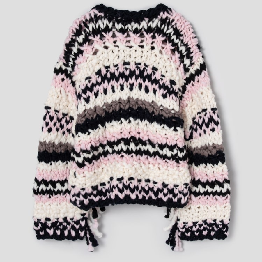 GANNI Wool Roving Handknit Crewneck – Light Pink