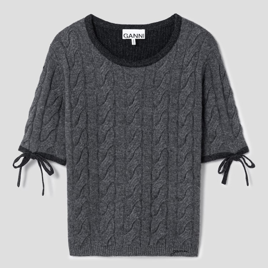 GANNI Cashmere Mix T-Shirt – Ash