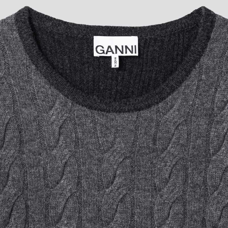 GANNI Cashmere Mix T-Shirt – Ash