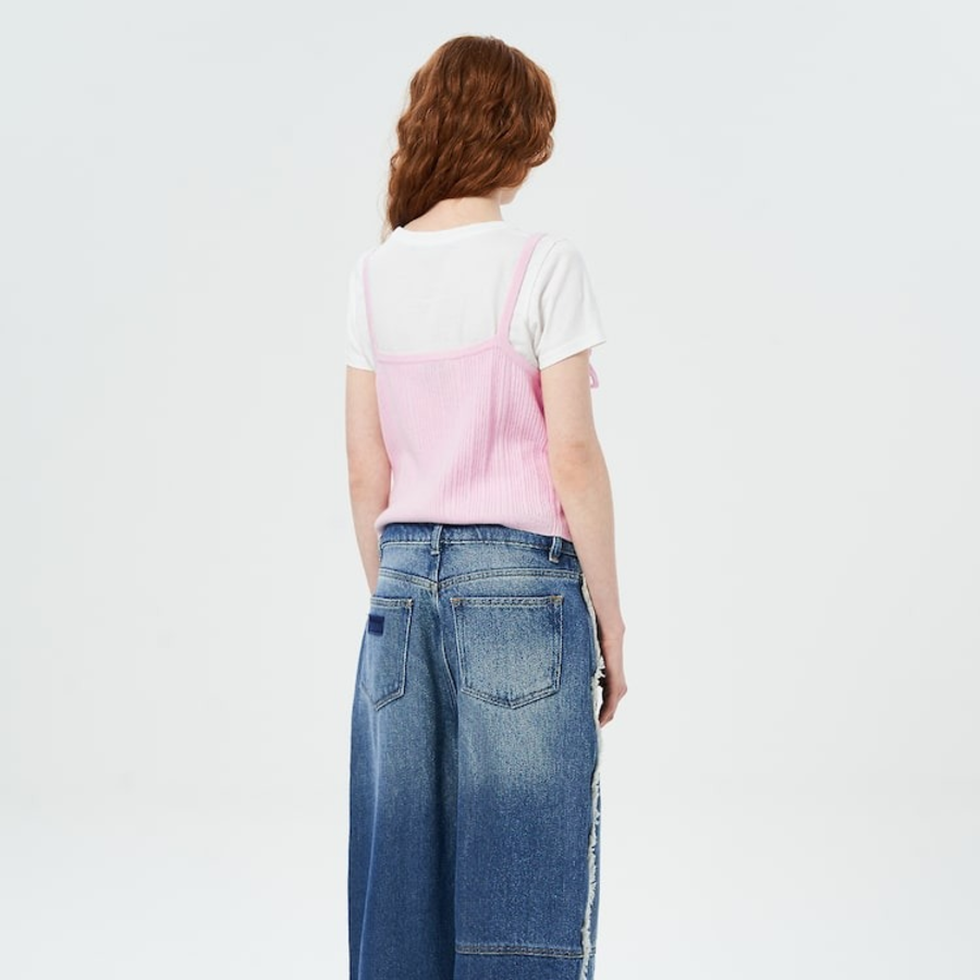 GANNI Cashmere Mix Strap Top – Light Pink