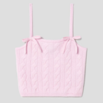 GANNI Cashmere Mix Strap Top – Light Pink