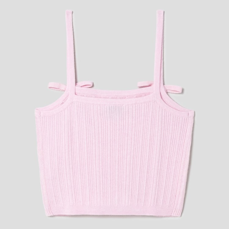 GANNI Cashmere Mix Strap Top – Light Pink