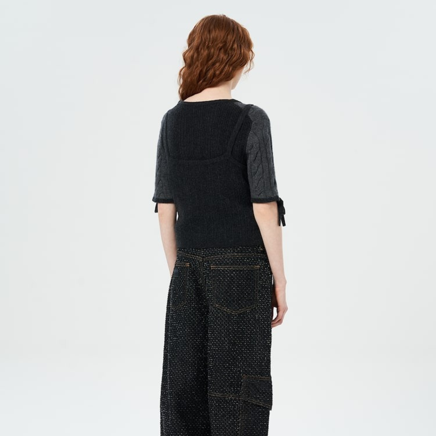 GANNI Cashmere Mix Strap Top – Ash