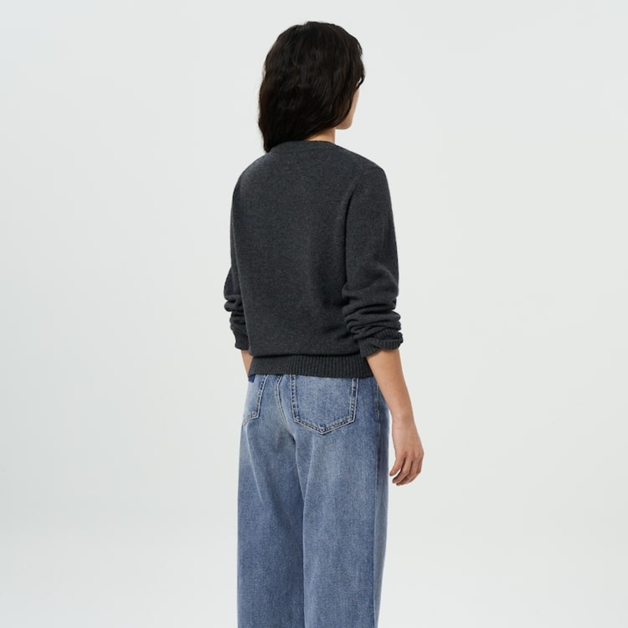 GANNI Graphic Wool Mix Bear Crewneck – Gray Quill