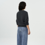 GANNI Graphic Wool Mix Bear Crewneck – Gray Quill