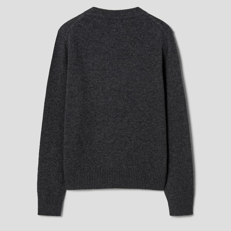 GANNI Graphic Wool Mix Bear Crewneck – Gray Quill