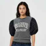 GANNI Graphic Wool Vest – Grey