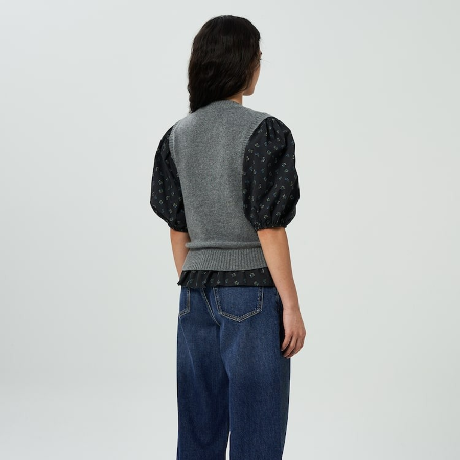 GANNI Graphic Wool Vest – Grey