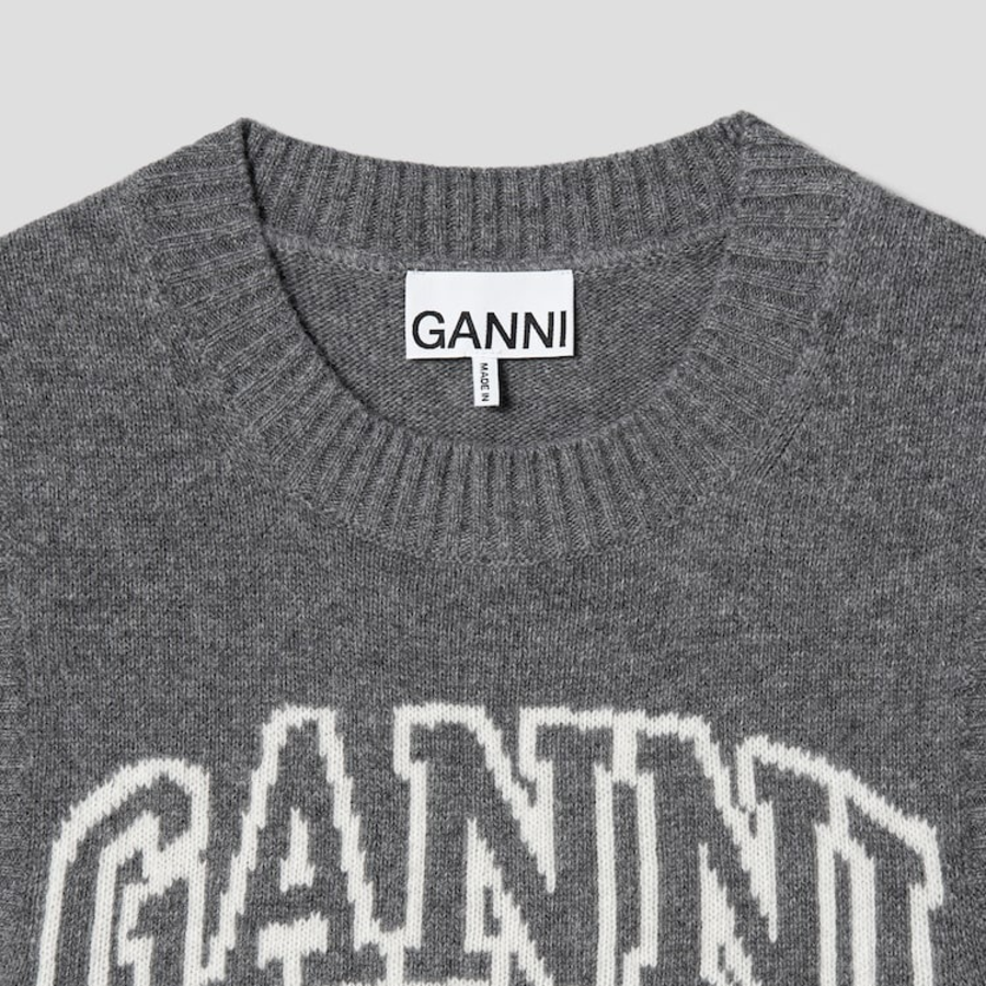 GANNI Graphic Wool Vest – Grey