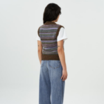 GANNI Soft Wool Stripe Vest – Yellowish Brown