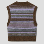 GANNI Soft Wool Stripe Vest – Yellowish Brown