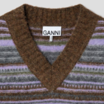 GANNI Soft Wool Stripe Vest – Yellowish Brown