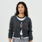 GANNI Light Mohair Tie String Cardigan – Grey