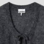 GANNI Light Mohair Tie String Cardigan – Grey