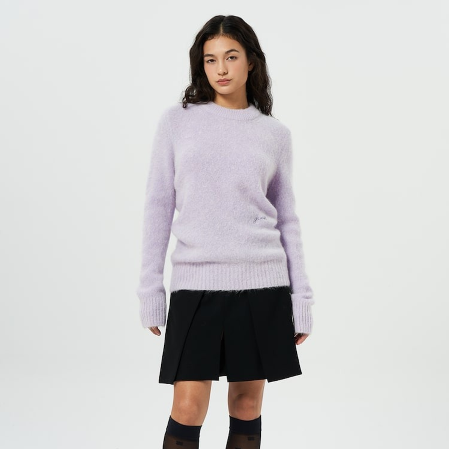 GANNI Brushed Alpaca O-Neck – Lavenda