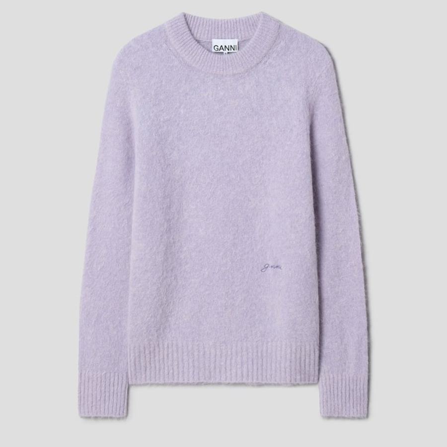 GANNI Brushed Alpaca O-Neck – Lavenda