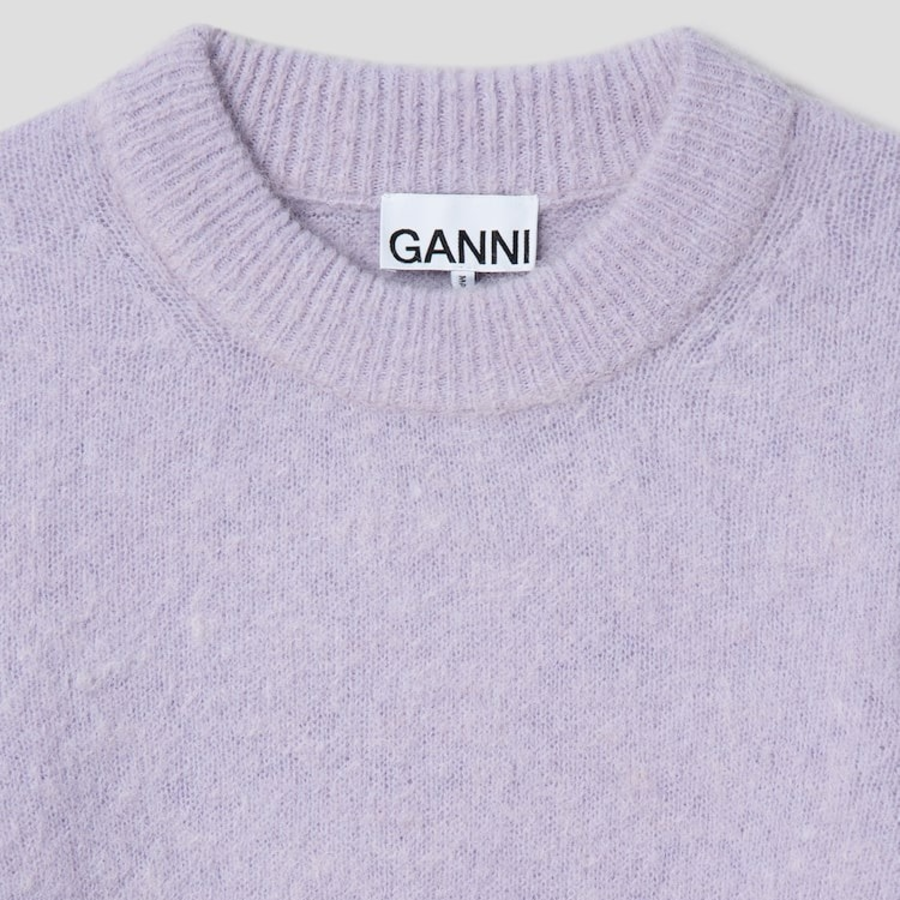 GANNI Brushed Alpaca O-Neck – Lavenda