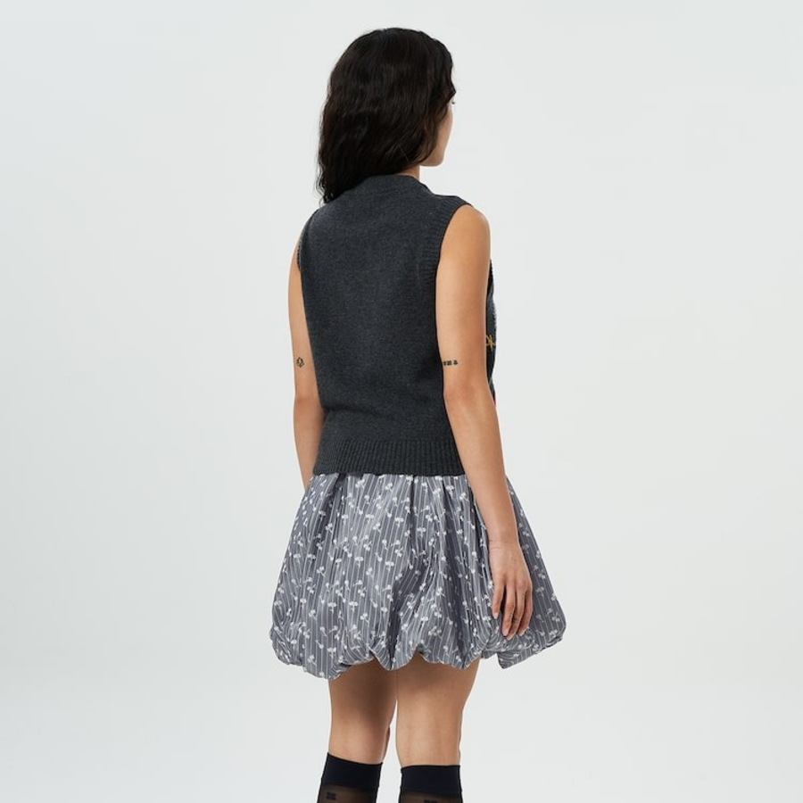 GANNI Graphic Wool Mix Cats Vest – Ash