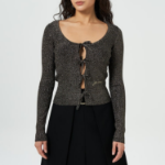 GANNI Light Sparkle Rib Cardigan – Ash