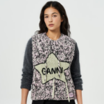 GANNI Graphic Wool Handknit Vest – Light Pink