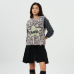 GANNI Graphic Wool Handknit Vest – Light Pink