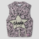 GANNI Graphic Wool Handknit Vest – Light Pink