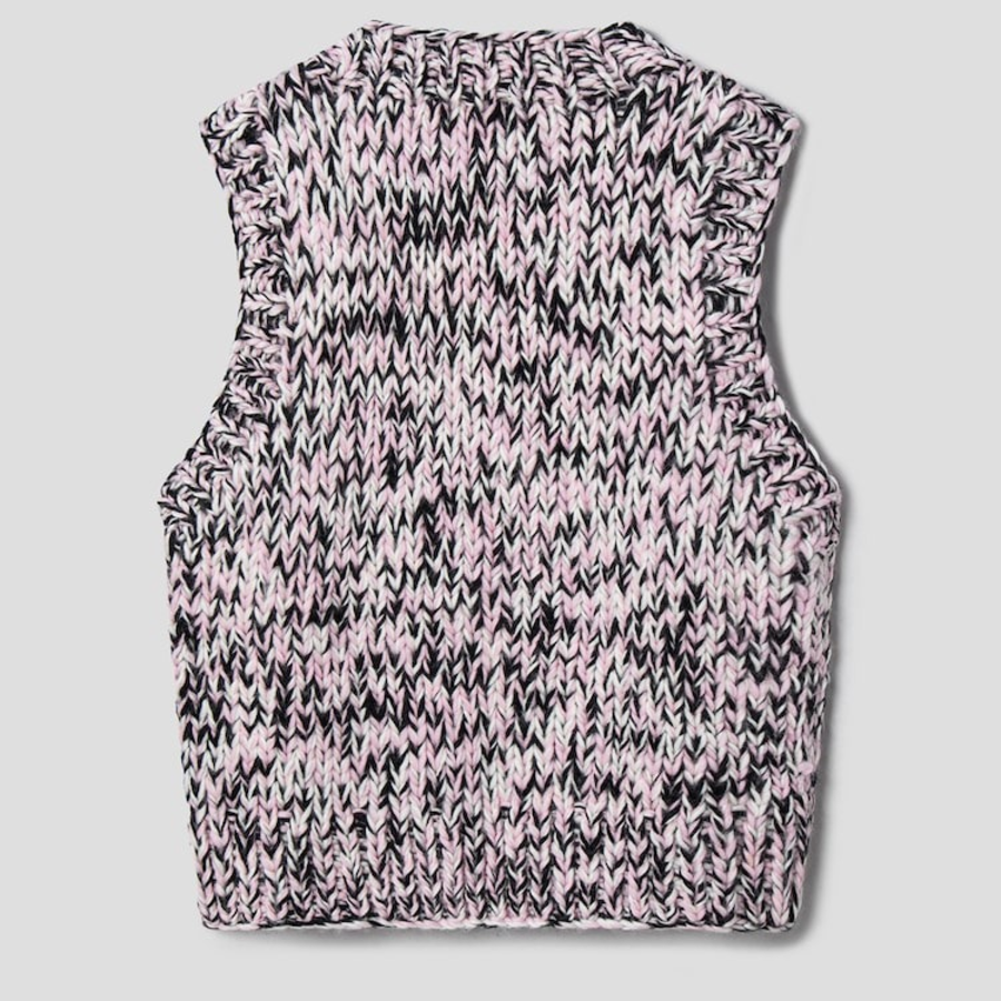 GANNI Graphic Wool Handknit Vest – Light Pink