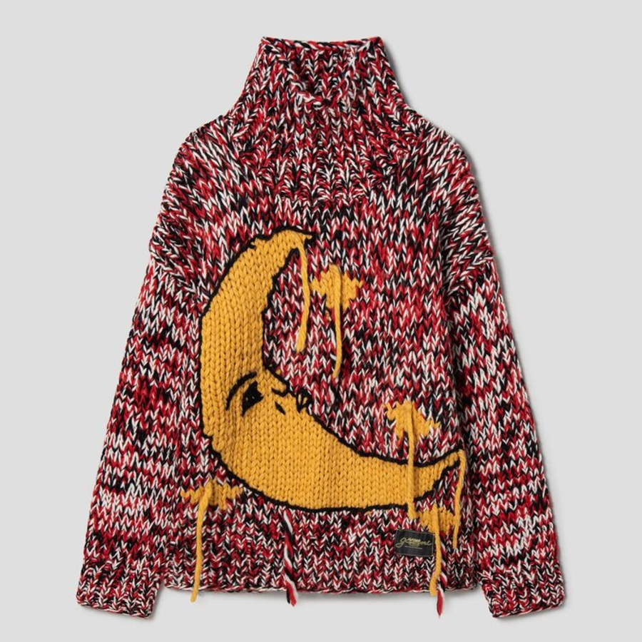 GANNI Graphic Wool Handknit Turtleneck – Red