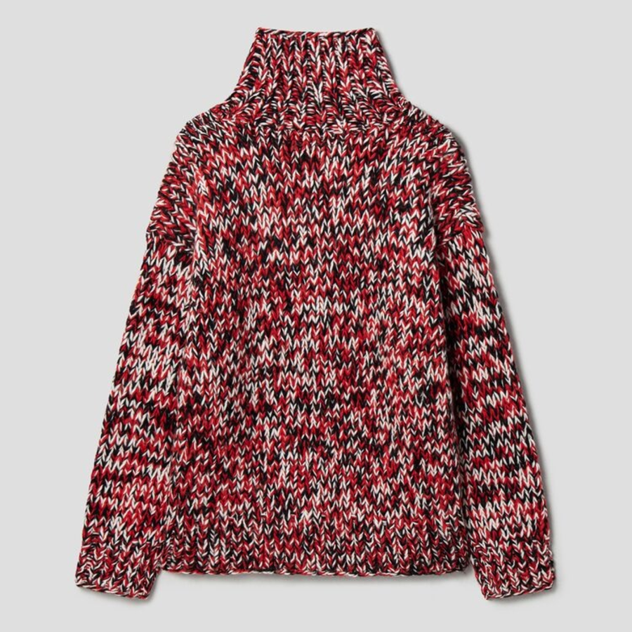 GANNI Graphic Wool Handknit Turtleneck – Red