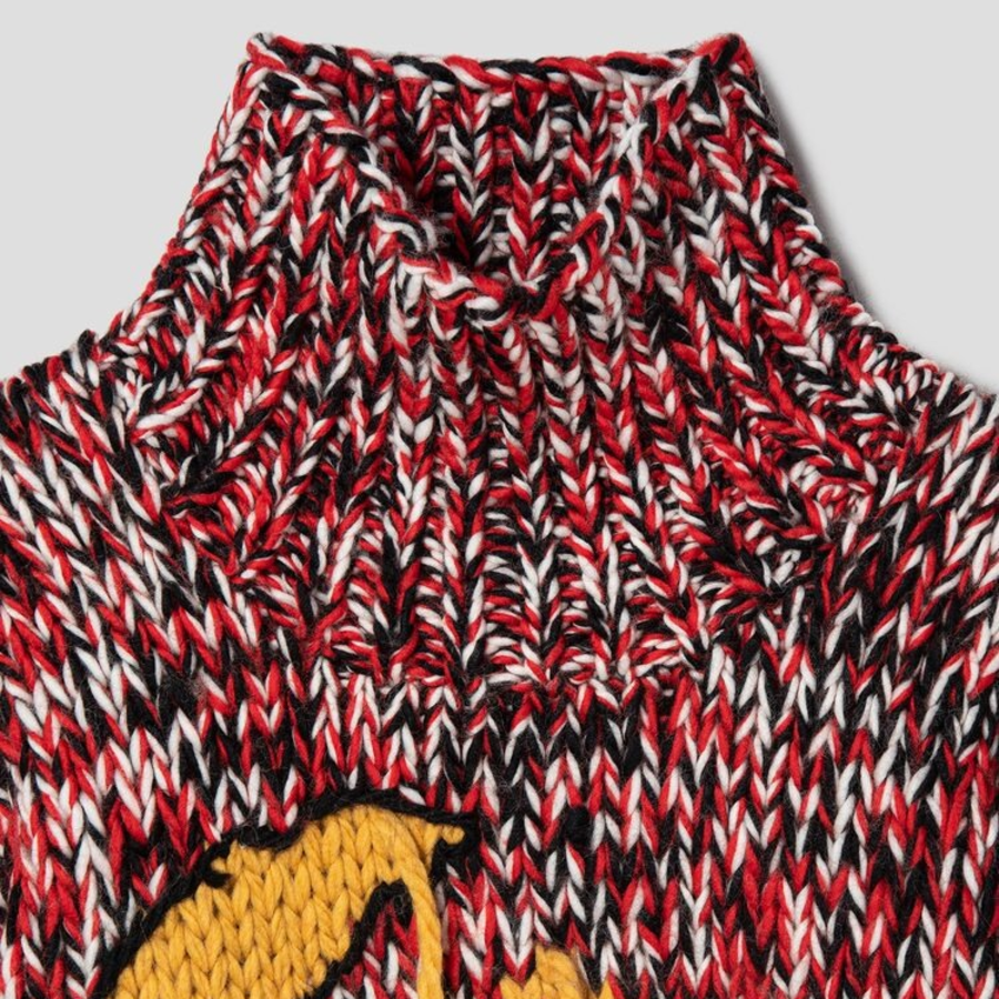 GANNI Graphic Wool Handknit Turtleneck – Red