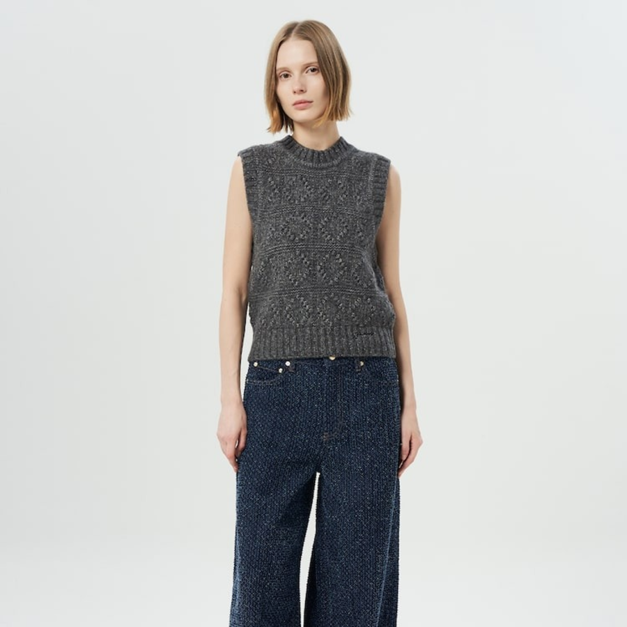 GANNI Wool Cotton Bubble Vest – Phantom