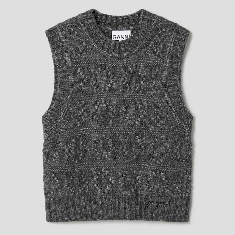 GANNI Wool Cotton Bubble Vest – Phantom
