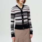 GANNI Soft Wool Stripe Cardigan – Black