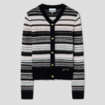 GANNI Soft Wool Stripe Cardigan – Black