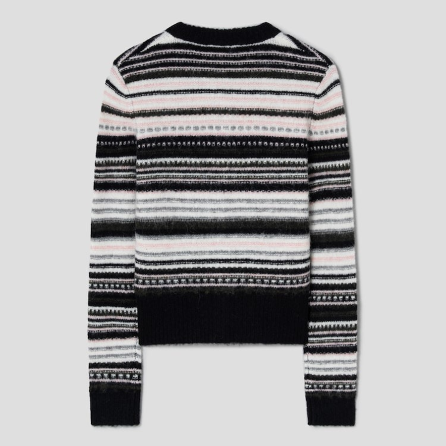 GANNI Soft Wool Stripe Cardigan – Black
