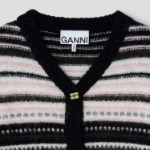 GANNI Soft Wool Stripe Cardigan – Black
