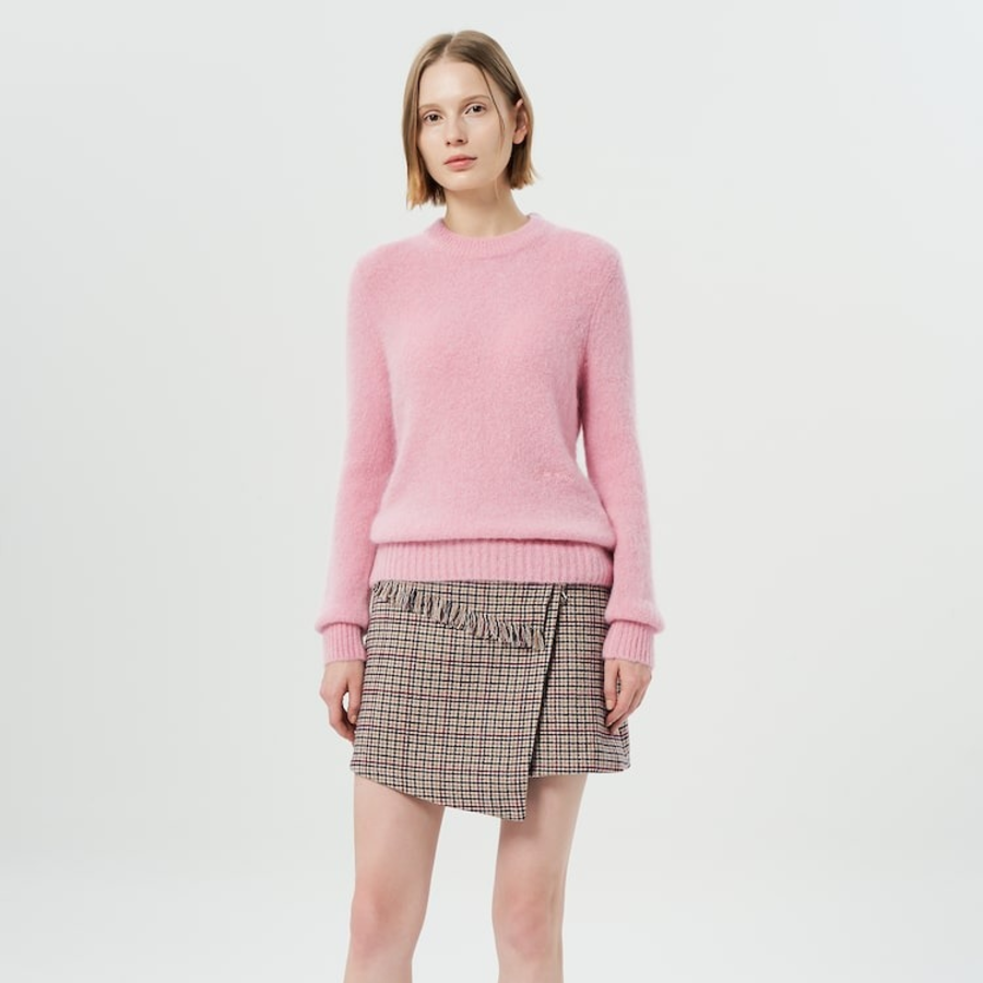 GANNI Brushed Alpaca O-Neck – Light Pink