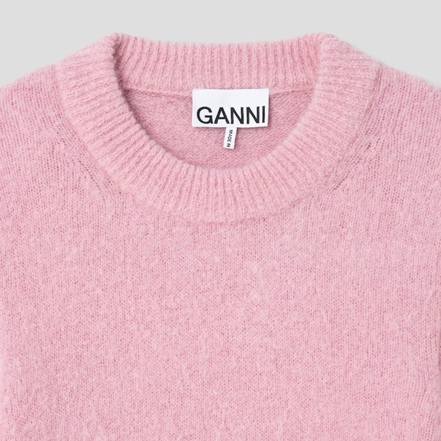 GANNI Brushed Alpaca O-Neck – Light Pink