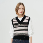 GANNI Soft Wool Stripe Vest – Black