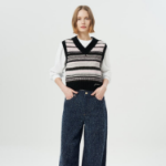 GANNI Soft Wool Stripe Vest – Black