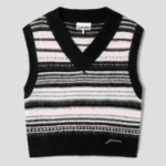 GANNI Soft Wool Stripe Vest – Black