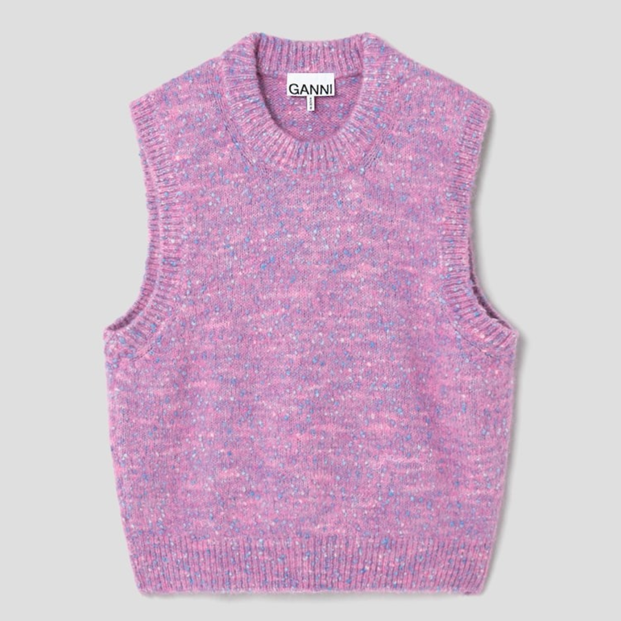 GANNI Alpaca Cotton Mix Vest – Rose Violet