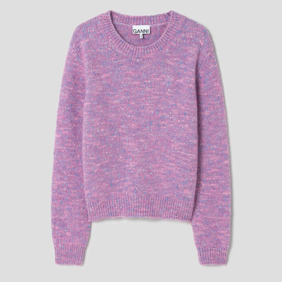 GANNI Alpaca Cotton Mix O-Neck – Rose Violet