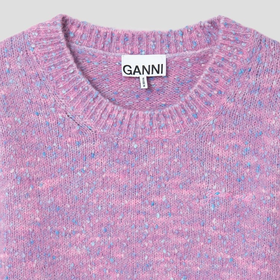 GANNI Alpaca Cotton Mix O-Neck – Rose Violet