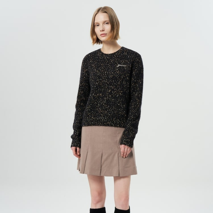 GANNI Alpaca Cotton Mix O-Neck – Black